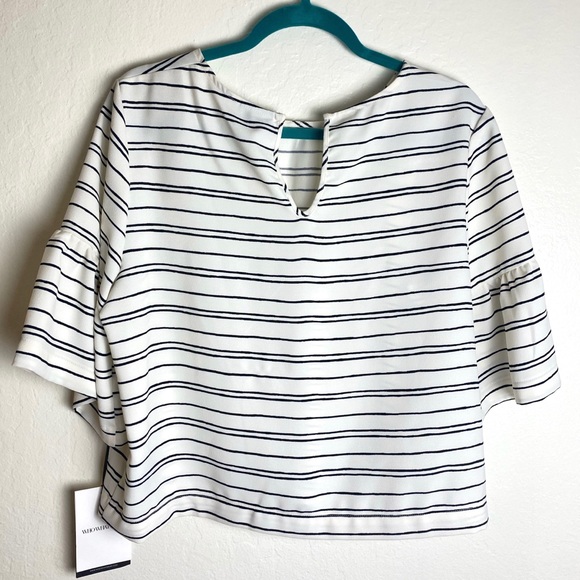 NWT Cute Cropped Black and White Striped Shirt - Picture 2 of 3